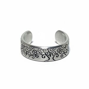Handmade 7/8 stamped Tree of Life‎ adjustable silver hypoallergenic cuff ring